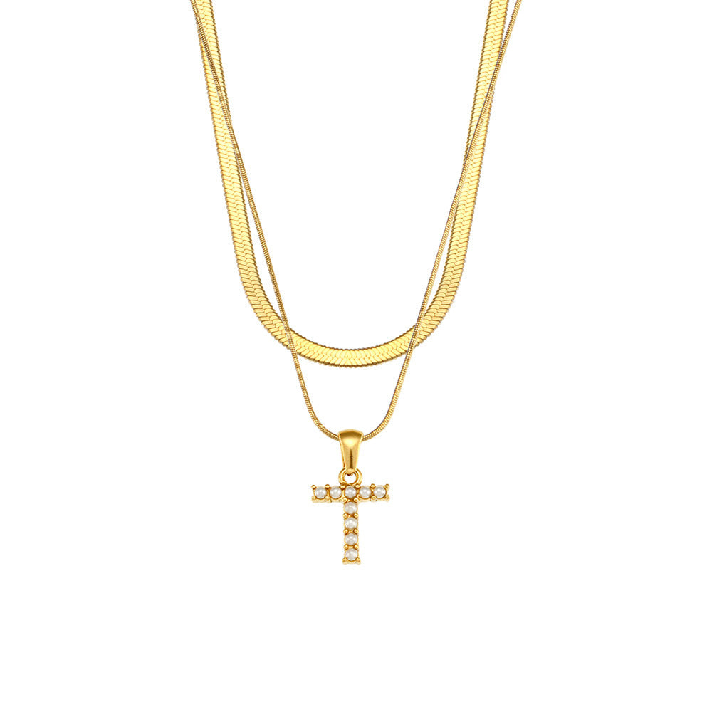 Fiona Layered Gold Initial Letter Necklace
