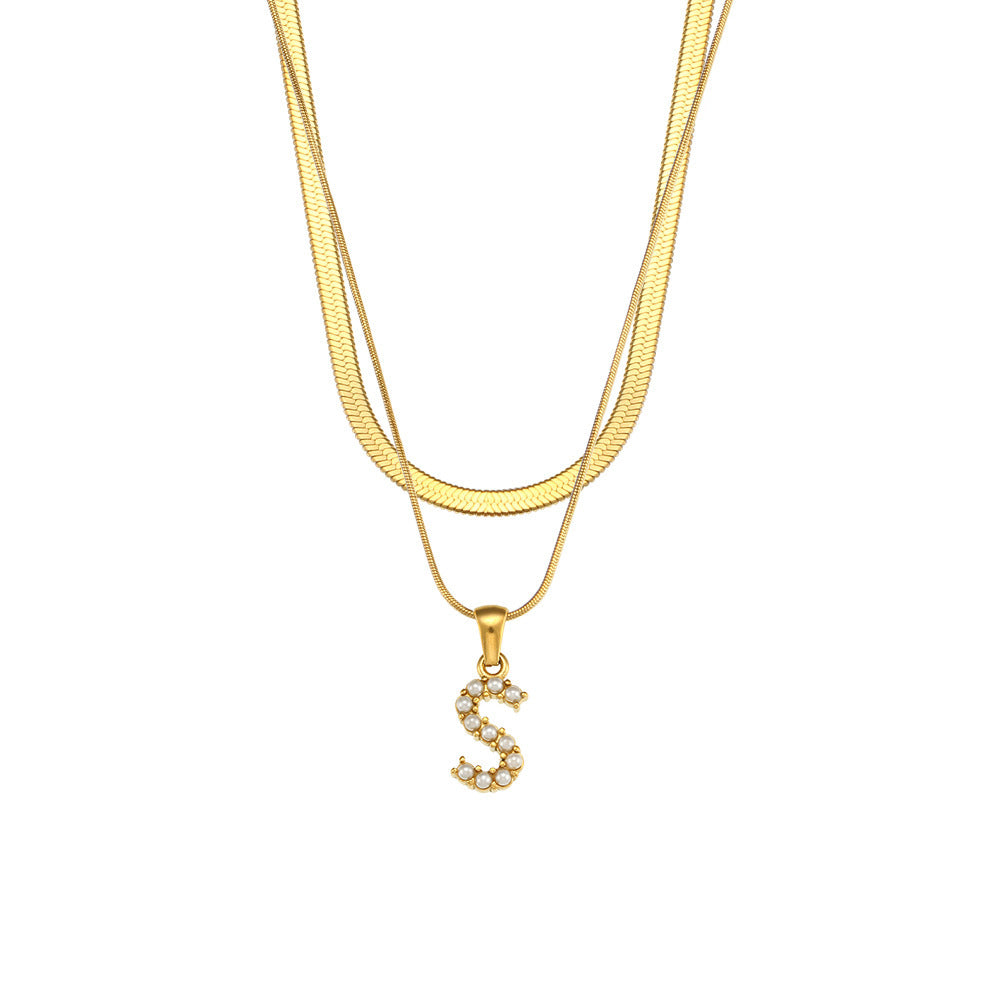 Fiona Layered Gold Initial Letter Necklace