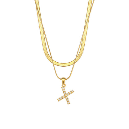 Fiona Layered Gold Initial Letter Necklace