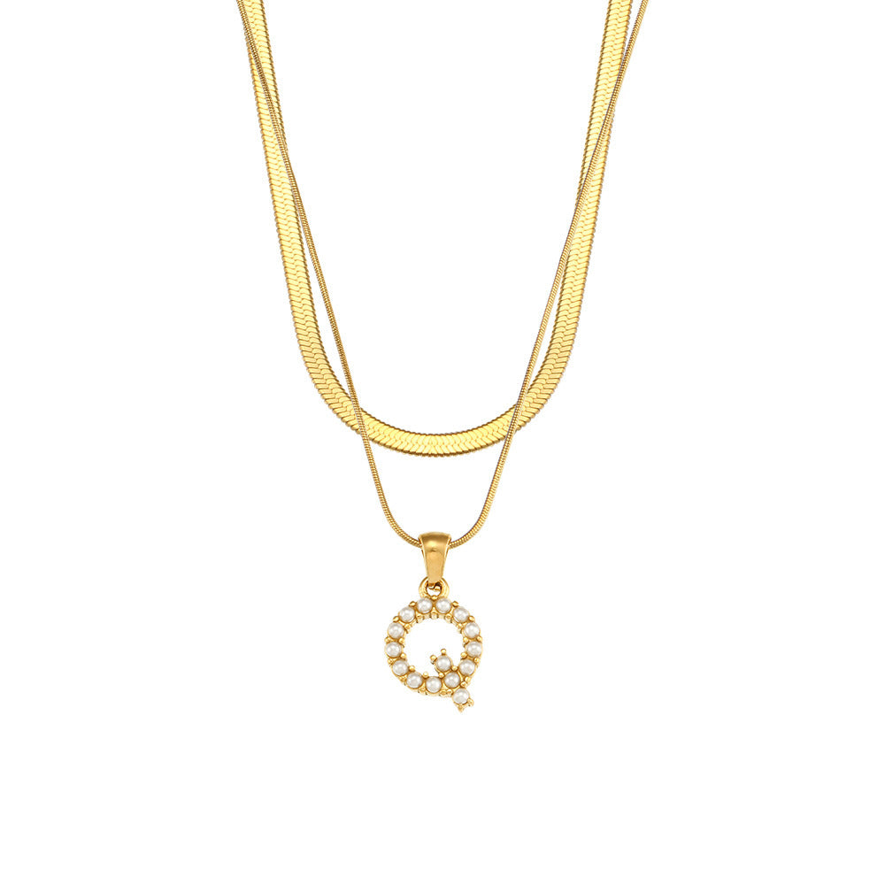 Fiona Layered Gold Initial Letter Necklace