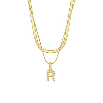 Fiona Layered Gold Initial Letter Necklace