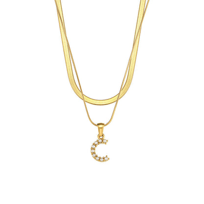 Fiona Layered Gold Initial Letter Necklace