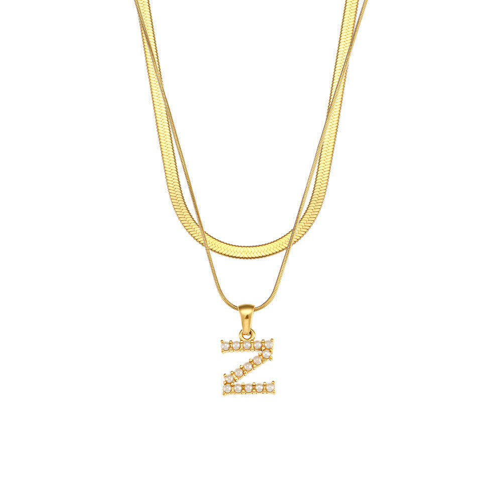 Fiona Layered Gold Initial Letter Necklace