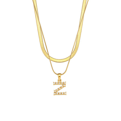 Fiona Layered Gold Initial Letter Necklace