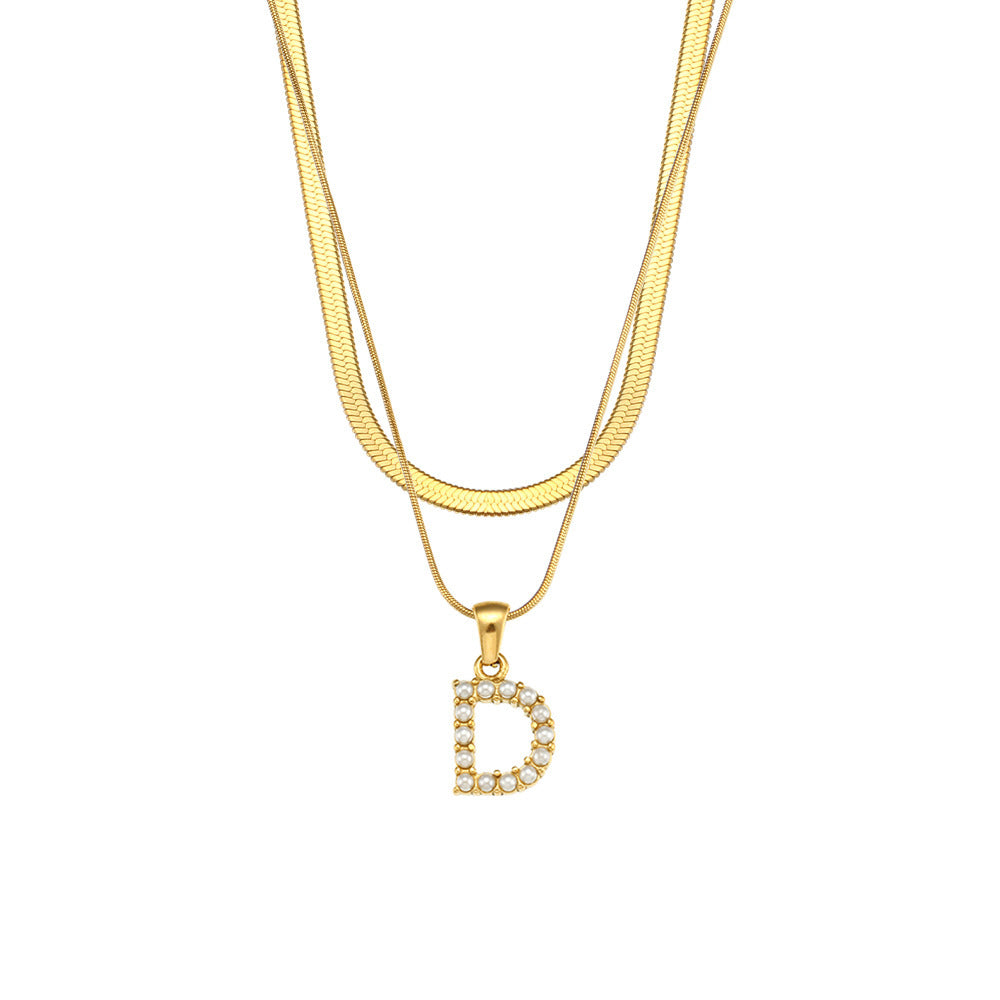 Fiona Layered Gold Initial Letter Necklace
