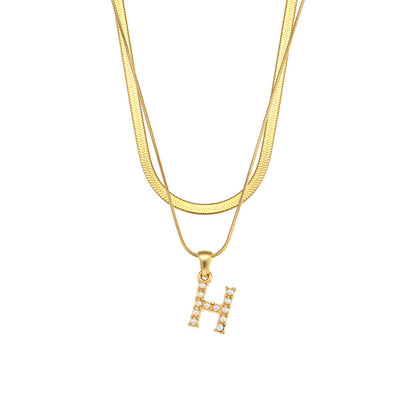 Fiona Layered Gold Initial Letter Necklace