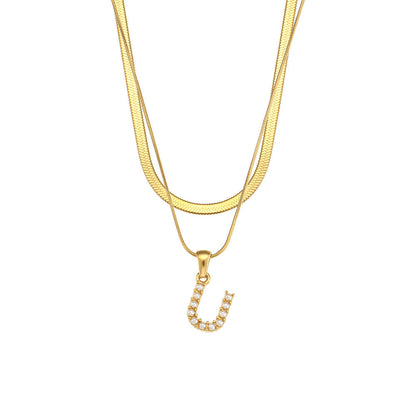 Fiona Layered Gold Initial Letter Necklace