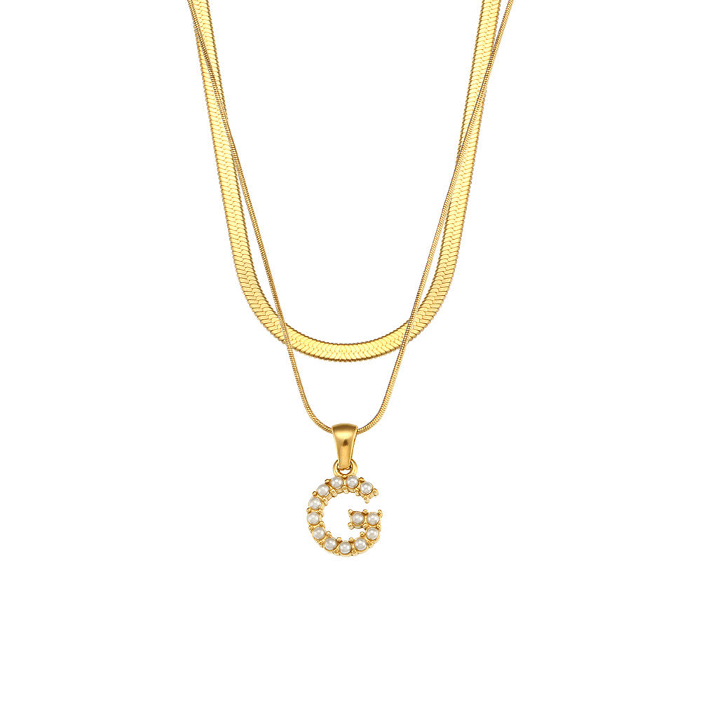Fiona Layered Gold Initial Letter Necklace