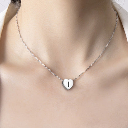 Stainless Steel Heart Pendant Necklace 26 Initial Letter Name Pendant For Women