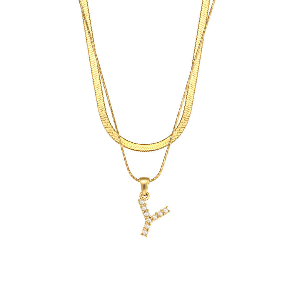 Fiona Layered Gold Initial Letter Necklace