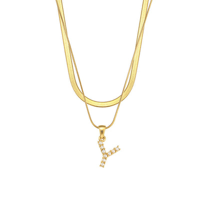 Fiona Layered Gold Initial Letter Necklace